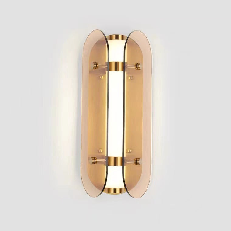 مصباح حائط LED بيضاوي الشكل من النحاس والزجاج بتصميم آرت ديكو الحديث لغرفة المعيشة 