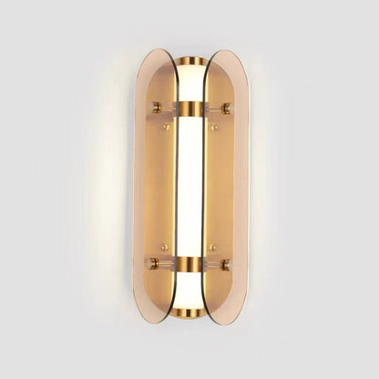 مصباح حائط LED بيضاوي الشكل من النحاس والزجاج بتصميم آرت ديكو الحديث لغرفة المعيشة 