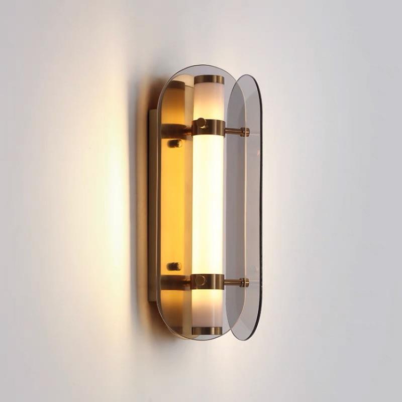 مصباح حائط LED بيضاوي الشكل من النحاس والزجاج بتصميم آرت ديكو الحديث لغرفة المعيشة 