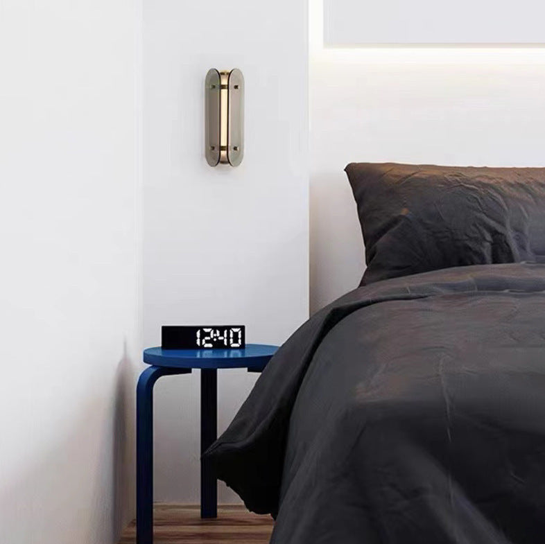 مصباح حائط LED بيضاوي الشكل من النحاس والزجاج بتصميم آرت ديكو الحديث لغرفة المعيشة 