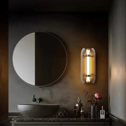 مصباح حائط LED بيضاوي الشكل من النحاس والزجاج بتصميم آرت ديكو الحديث لغرفة المعيشة 