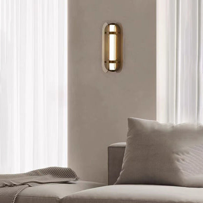 مصباح حائط LED بيضاوي الشكل من النحاس والزجاج بتصميم آرت ديكو الحديث لغرفة المعيشة 