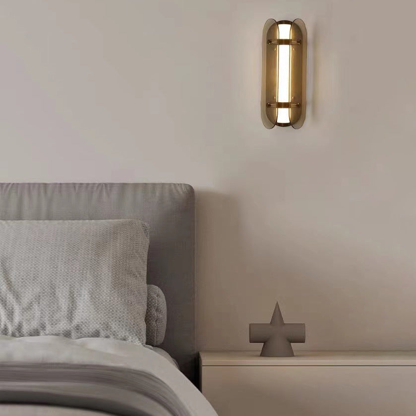 مصباح حائط LED بيضاوي الشكل من النحاس والزجاج بتصميم آرت ديكو الحديث لغرفة المعيشة 