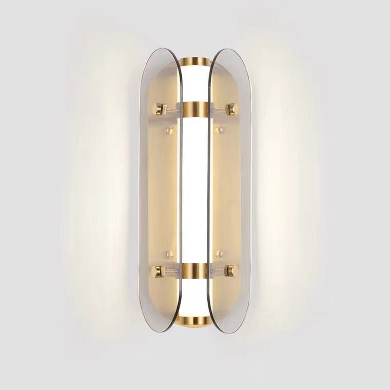 مصباح حائط LED بيضاوي الشكل من النحاس والزجاج بتصميم آرت ديكو الحديث لغرفة المعيشة 