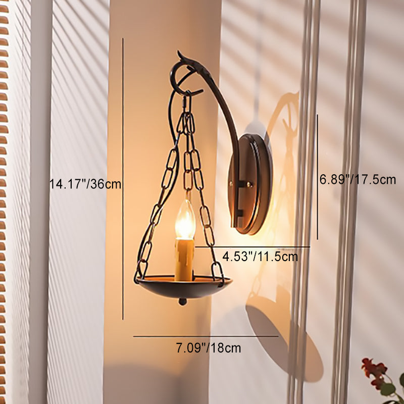 Traditional Vintage Candle Iron PC 1-Light Wall Sconce Lamp For Hallway