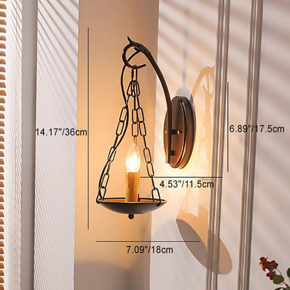 Traditional Vintage Candle Iron PC 1-Light Wall Sconce Lamp For Hallway