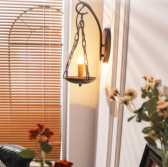 Traditional Vintage Candle Iron PC 1-Light Wall Sconce Lamp For Hallway