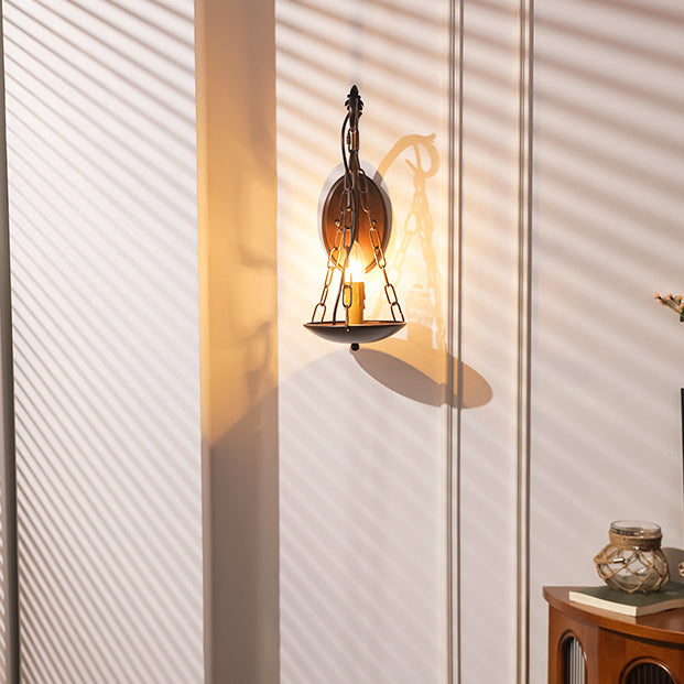 Traditional Vintage Candle Iron PC 1-Light Wall Sconce Lamp For Hallway