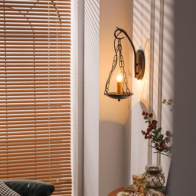 Traditional Vintage Candle Iron PC 1-Light Wall Sconce Lamp For Hallway