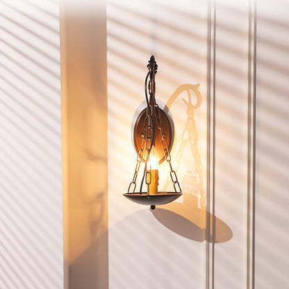 Traditional Vintage Candle Iron PC 1-Light Wall Sconce Lamp For Hallway