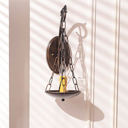Traditional Vintage Candle Iron PC 1-Light Wall Sconce Lamp For Hallway