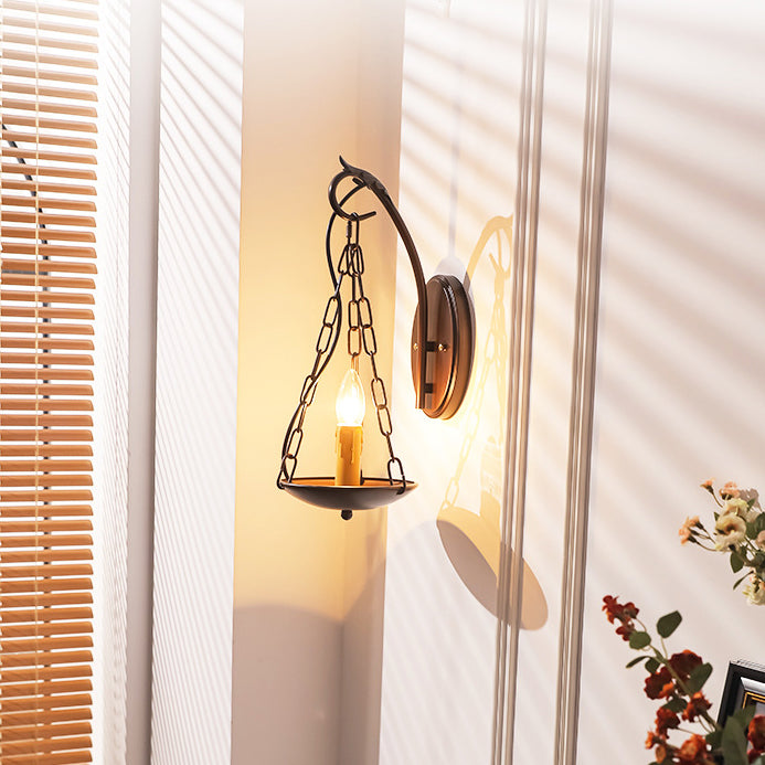 Traditional Vintage Candle Iron PC 1-Light Wall Sconce Lamp For Hallway