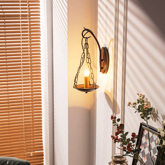 Traditional Vintage Candle Iron PC 1-Light Wall Sconce Lamp For Hallway