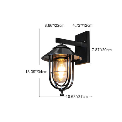 Traditional Vintage Birdcage Iron Glass 1-Light Wall Sconce Lamp For Outdoor Patio