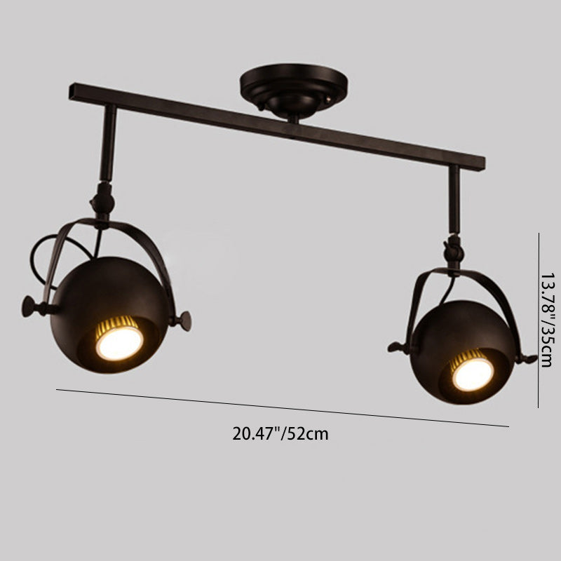 Contemporary Industrial Globe Metal Iron 1/2/3/4 Light Semi-Flush Mount Ceiling Light For Living Room