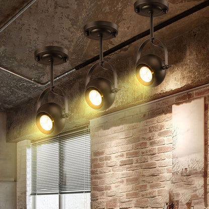 Contemporary Industrial Globe Metal Iron 1/2/3/4 Light Semi-Flush Mount Ceiling Light For Living Room