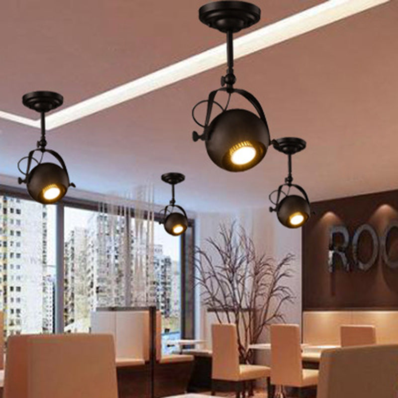 Contemporary Industrial Globe Metal Iron 1/2/3/4 Light Semi-Flush Mount Ceiling Light For Living Room