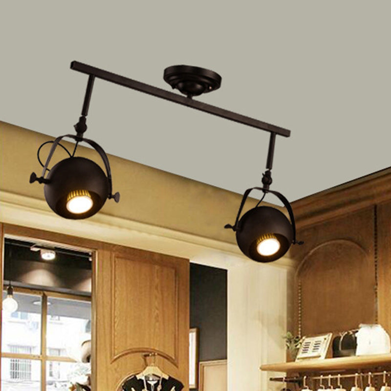 Contemporary Industrial Globe Metal Iron 1/2/3/4 Light Semi-Flush Mount Ceiling Light For Living Room