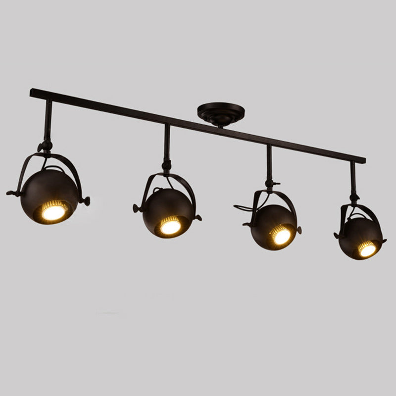 Contemporary Industrial Globe Metal Iron 1/2/3/4 Light Semi-Flush Mount Ceiling Light For Living Room