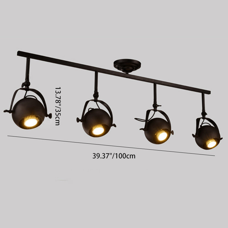 Contemporary Industrial Globe Metal Iron 1/2/3/4 Light Semi-Flush Mount Ceiling Light For Living Room