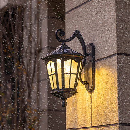 Traditional European Lantern Waterproof Aluminum Glass 1-Light Wall Sconce Lamp For Outdoor Patio