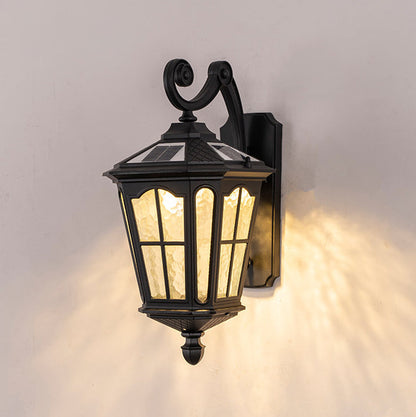 Traditional European Lantern Waterproof Aluminum Glass 1-Light Wall Sconce Lamp For Outdoor Patio