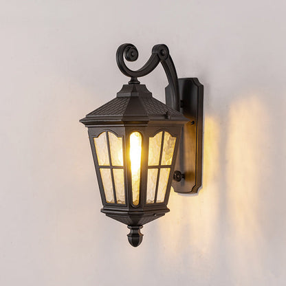 Traditional European Lantern Waterproof Aluminum Glass 1-Light Wall Sconce Lamp For Outdoor Patio