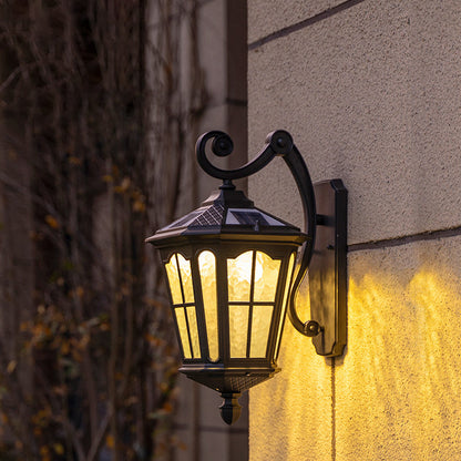 Traditional European Lantern Waterproof Aluminum Glass 1-Light Wall Sconce Lamp For Outdoor Patio