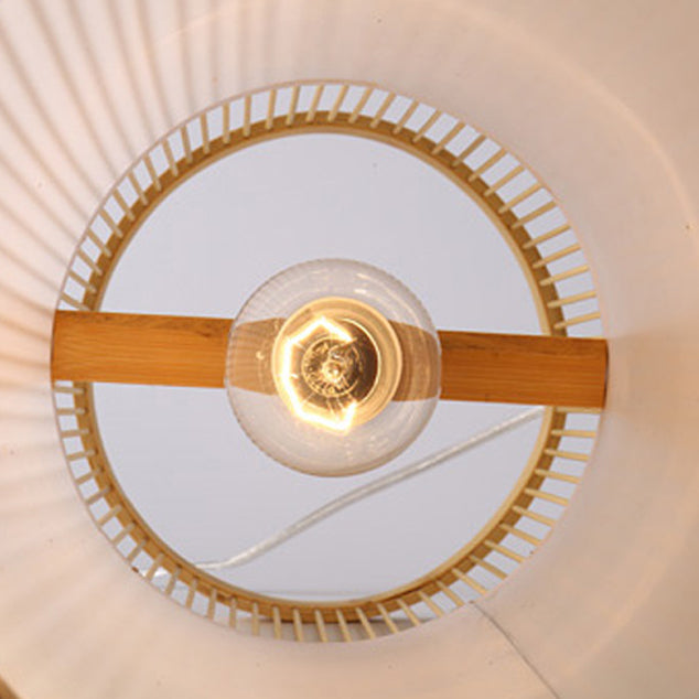Traditional Chinese Cylinder Bamboo 1-Light Pendant Light For Living Room