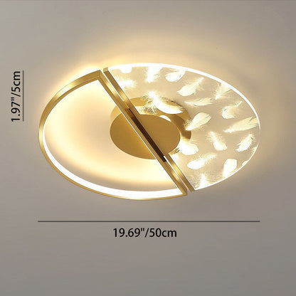 Contemporary Nordic Round Iron Glass LED Semi-Flush Mount Ceiling Light For Bedroom