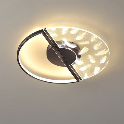 Contemporary Nordic Round Iron Glass LED Semi-Flush Mount Ceiling Light For Bedroom