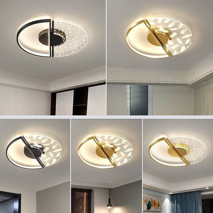 Contemporary Nordic Round Iron Glass LED Semi-Flush Mount Ceiling Light For Bedroom