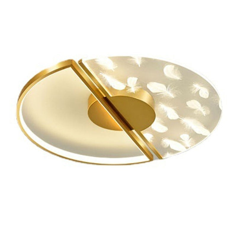 Contemporary Nordic Round Iron Glass LED Semi-Flush Mount Ceiling Light For Bedroom
