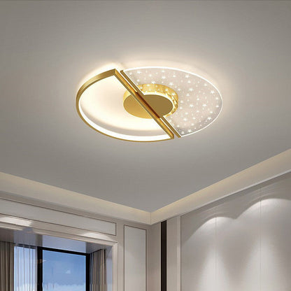 Contemporary Nordic Round Iron Glass LED Semi-Flush Mount Ceiling Light For Bedroom