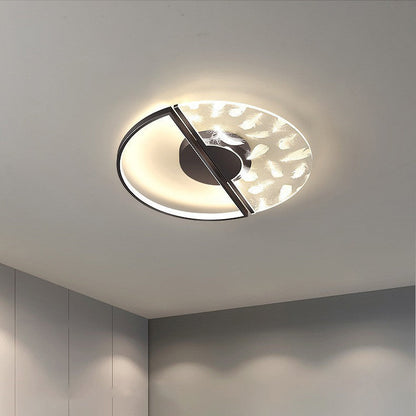 Contemporary Nordic Round Iron Glass LED Semi-Flush Mount Ceiling Light For Bedroom