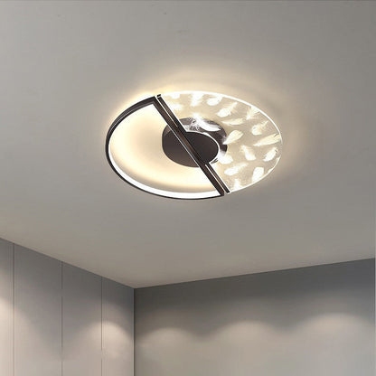 Contemporary Nordic Round Iron Glass LED Semi-Flush Mount Ceiling Light For Bedroom