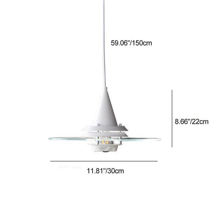 Contemporary Scandinavian Flying Saucer Iron Glass 1-Light Pendant Light For Living Room
