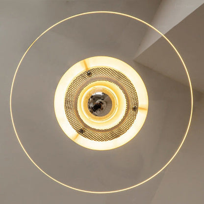 Contemporary Scandinavian Flying Saucer Iron Glass 1-Light Pendant Light For Living Room
