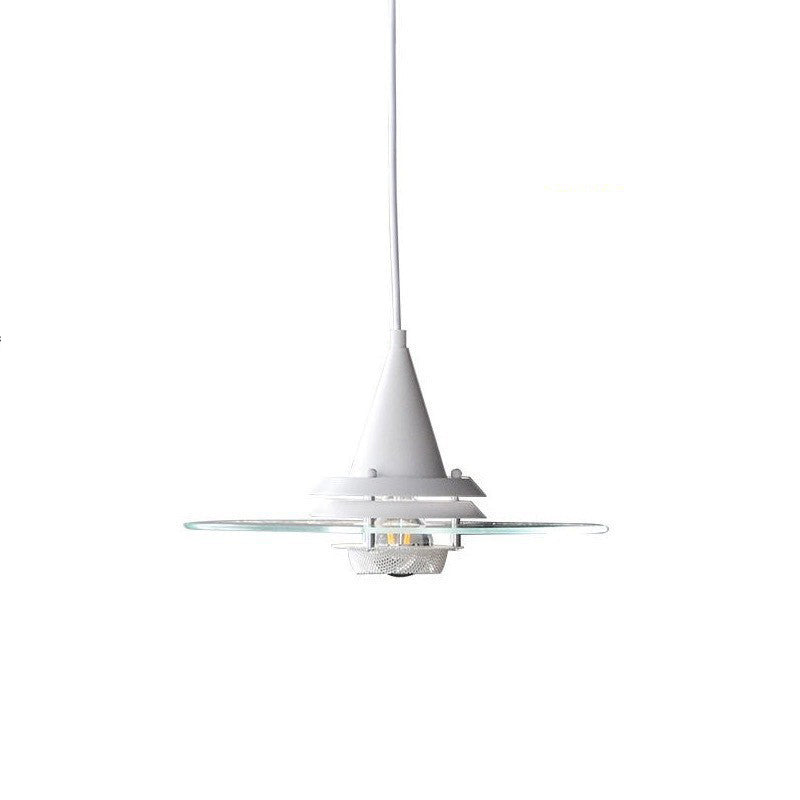 Contemporary Scandinavian Flying Saucer Iron Glass 1-Light Pendant Light For Living Room