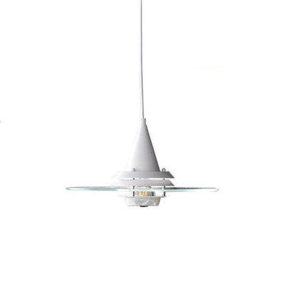 Contemporary Scandinavian Flying Saucer Iron Glass 1-Light Pendant Light For Living Room