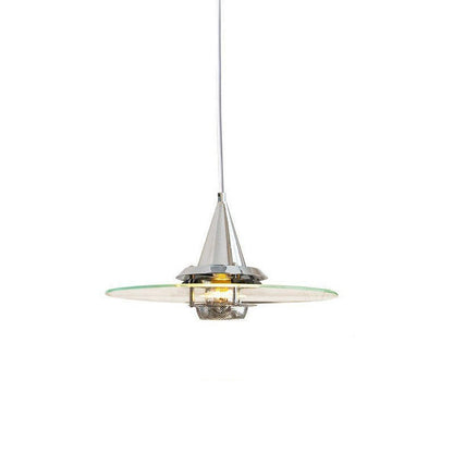 Contemporary Scandinavian Flying Saucer Iron Glass 1-Light Pendant Light For Living Room