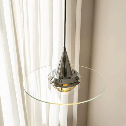 Contemporary Scandinavian Flying Saucer Iron Glass 1-Light Pendant Light For Living Room