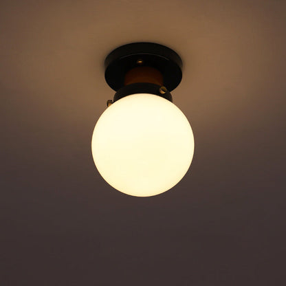 Modern Simplicity Sphere Iron Glass 1-Light Semi-Flush Mount Ceiling Light For Bedroom
