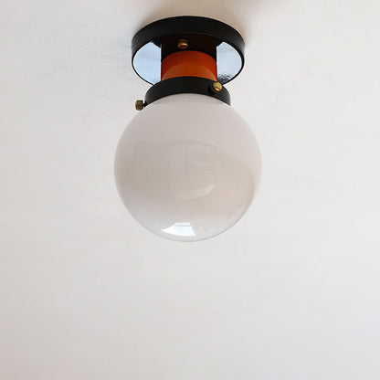 Modern Simplicity Sphere Iron Glass 1-Light Semi-Flush Mount Ceiling Light For Bedroom