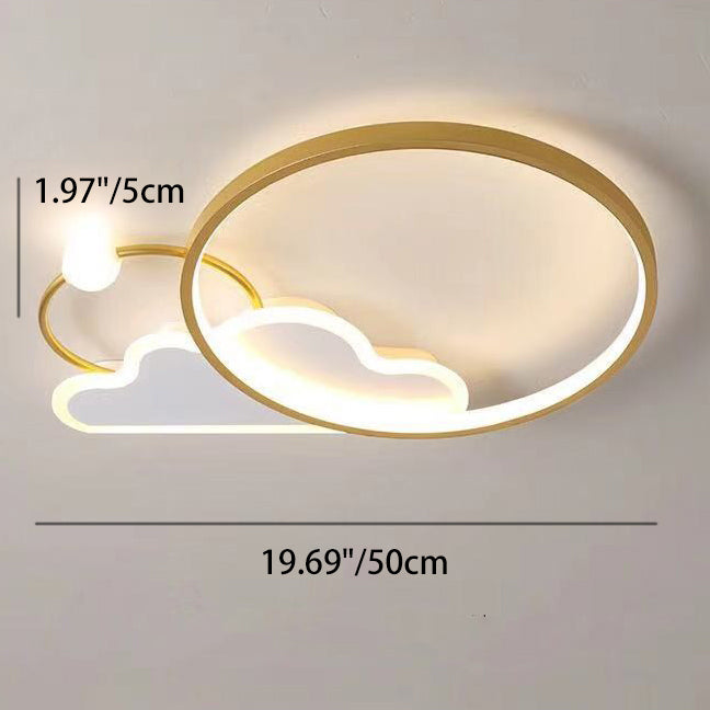 Contemporary Creative Cloud Circle Iron LED Flush Mount Ceiling Light For Bedroom
