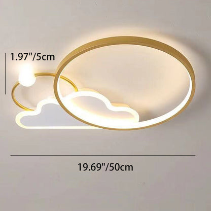 Contemporary Creative Cloud Circle Iron LED Flush Mount Ceiling Light For Bedroom