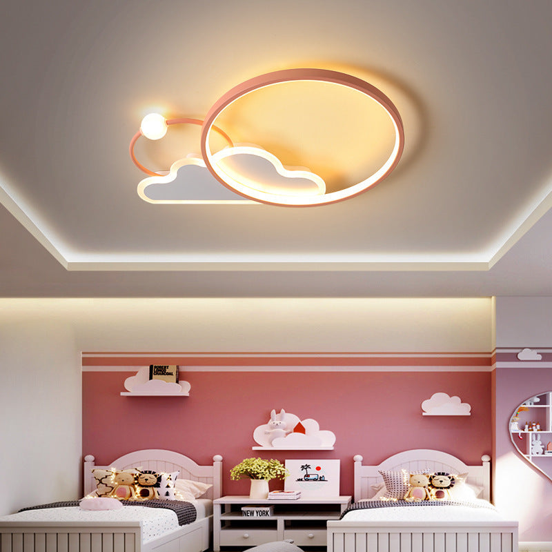 Contemporary Creative Cloud Circle Iron LED Flush Mount Ceiling Light For Bedroom
