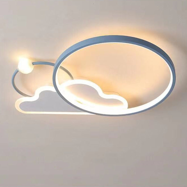 Contemporary Creative Cloud Circle Iron LED Flush Mount Ceiling Light For Bedroom