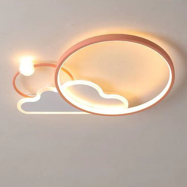Contemporary Creative Cloud Circle Iron LED Flush Mount Ceiling Light For Bedroom