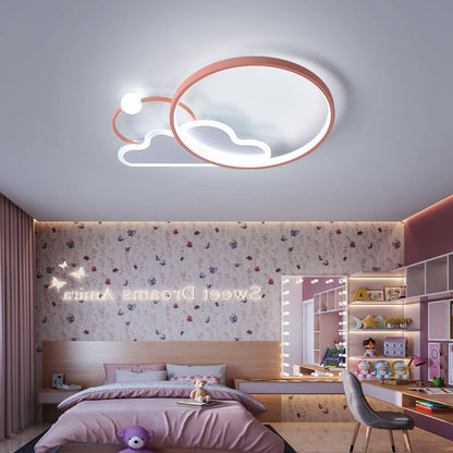 Contemporary Creative Cloud Circle Iron LED Flush Mount Ceiling Light For Bedroom